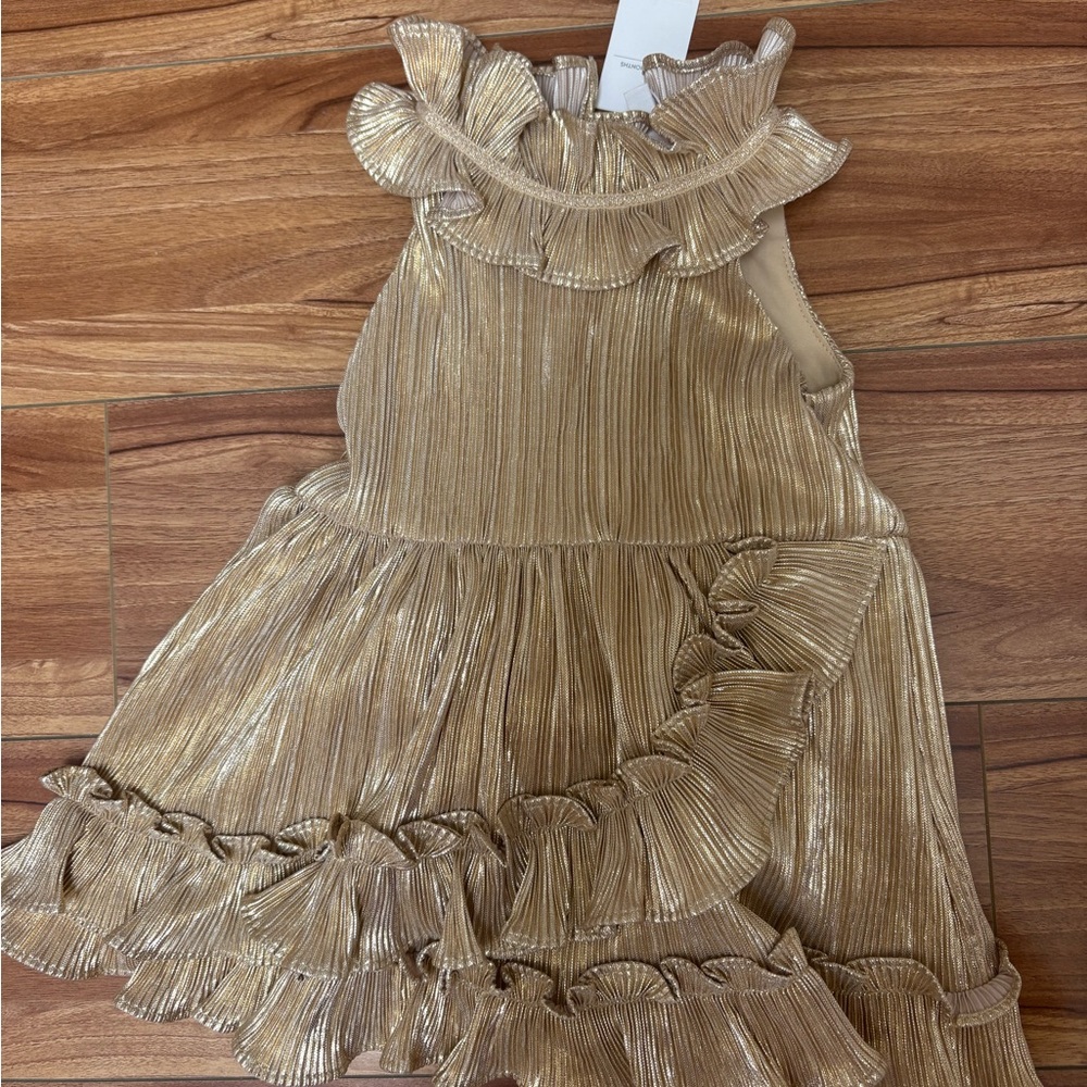 Janie and Jack Shimmering Gold Ruffle Dress